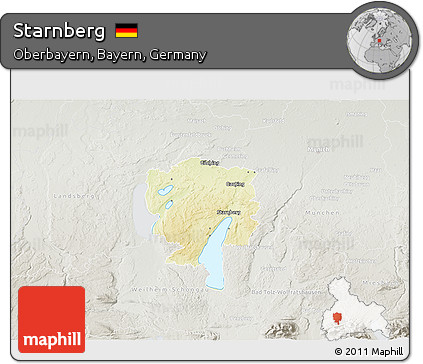 Physical 3D Map of Starnberg, lighten, semi-desaturated