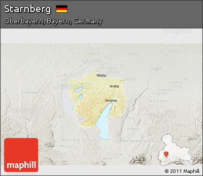 Physical 3D Map of Starnberg, lighten, semi-desaturated