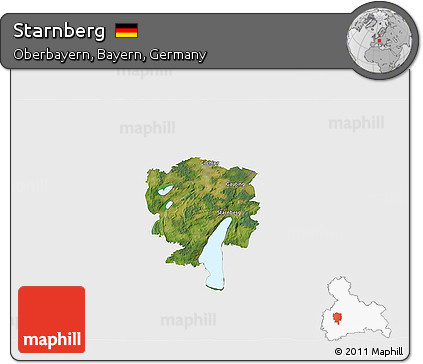Satellite 3D Map of Starnberg, single color outside