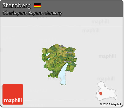 Satellite 3D Map of Starnberg, single color outside