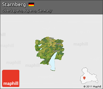Satellite 3D Map of Starnberg, single color outside