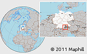 Gray Location Map of Starnberg, highlighted country, highlighted parent region, within the entire country