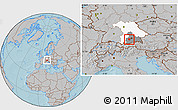 Gray Location Map of Starnberg, highlighted parent region, highlighted grandparent region, hill shading