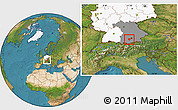 Satellite Location Map of Starnberg, highlighted country, highlighted grandparent region