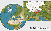 Satellite Location Map of Starnberg, highlighted country, highlighted parent region