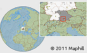 Savanna Style Location Map of Starnberg, highlighted country, highlighted grandparent region, hill shading
