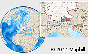 Shaded Relief Location Map of Starnberg, highlighted country, highlighted parent region
