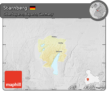 Physical Map of Starnberg, lighten, desaturated