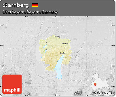 Physical Map of Starnberg, lighten, desaturated