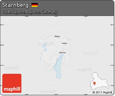 Silver Style Map of Starnberg, single color outside