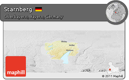 Physical Panoramic Map of Starnberg, lighten, desaturated