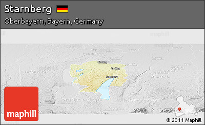 Physical Panoramic Map of Starnberg, lighten, desaturated