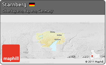 Physical Panoramic Map of Starnberg, lighten, desaturated