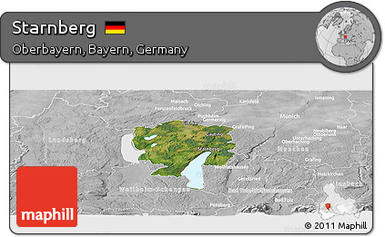 Satellite Panoramic Map of Starnberg, lighten, desaturated