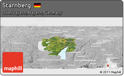 Satellite Panoramic Map of Starnberg, lighten, desaturated