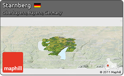 Satellite Panoramic Map of Starnberg, lighten