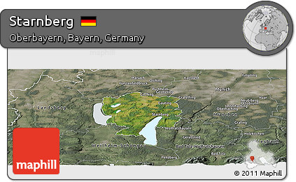 Satellite Panoramic Map of Starnberg, semi-desaturated