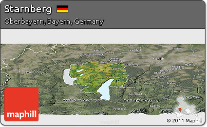Satellite Panoramic Map of Starnberg, semi-desaturated