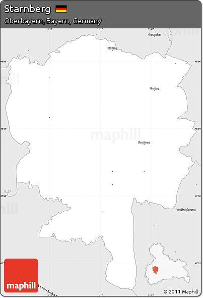 Silver Style Simple Map of Starnberg
