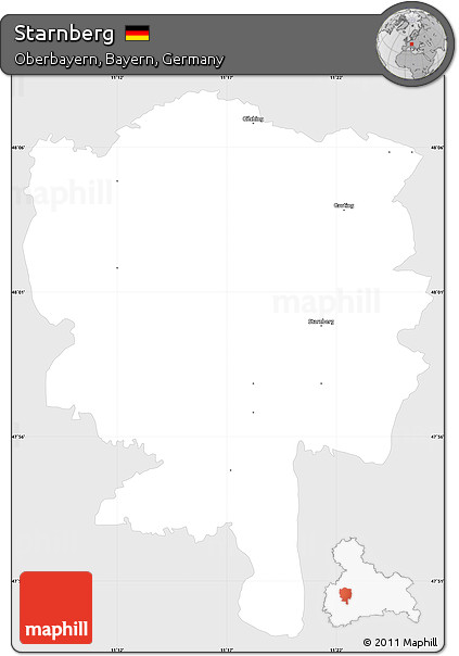 Silver Style Simple Map of Starnberg, single color outside