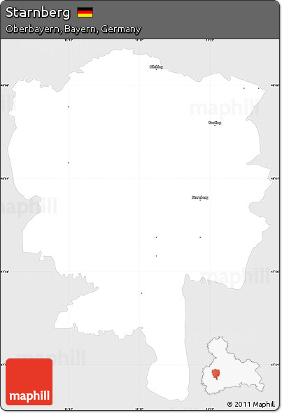 Silver Style Simple Map of Starnberg, single color outside