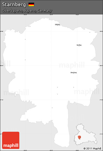 Silver Style Simple Map of Starnberg, single color outside