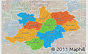 Political 3D Map of Oberfranken, lighten, semi-desaturated