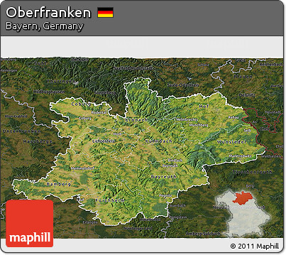 Satellite 3D Map of Oberfranken, darken