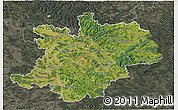Satellite 3D Map of Oberfranken, darken, semi-desaturated