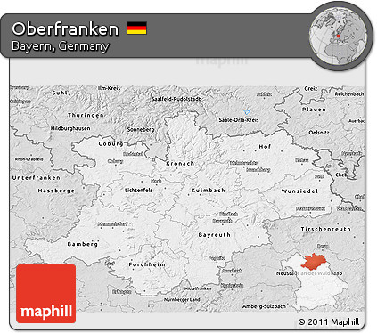 Silver Style 3D Map of Oberfranken