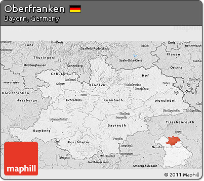Silver Style 3D Map of Oberfranken