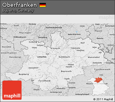 Silver Style 3D Map of Oberfranken