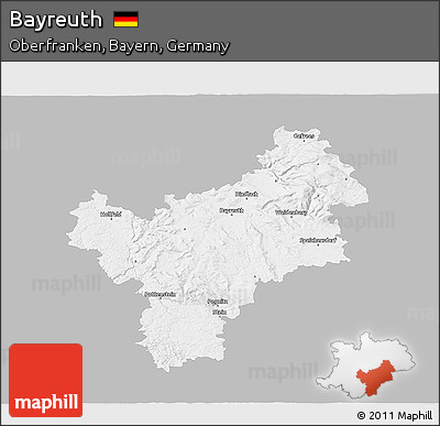 Gray 3D Map of Bayreuth, single color outside