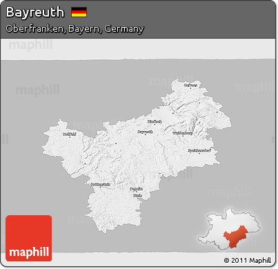 Gray 3D Map of Bayreuth, single color outside