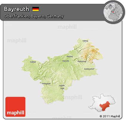 Physical 3D Map of Bayreuth, cropped outside