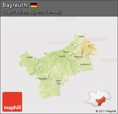 Physical 3D Map of Bayreuth, cropped outside
