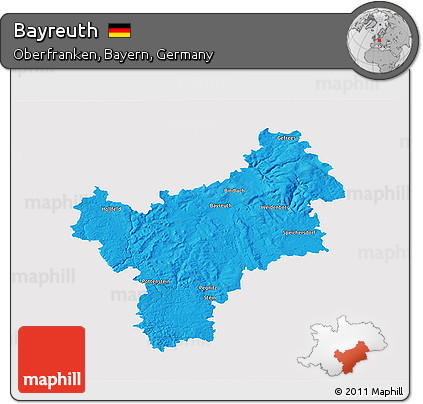 Political 3D Map of Bayreuth, single color outside