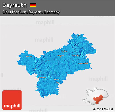 Political 3D Map of Bayreuth, single color outside