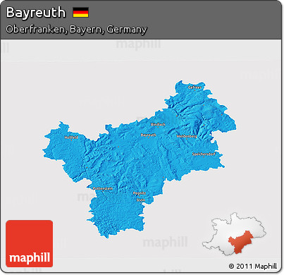 Political 3D Map of Bayreuth, single color outside