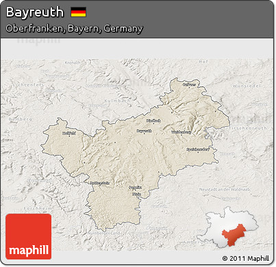 Shaded Relief 3D Map of Bayreuth, lighten