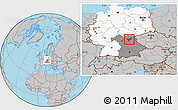 Gray Location Map of Bayreuth, highlighted country, highlighted grandparent region