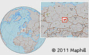 Gray Location Map of Bayreuth, highlighted parent region, hill shading