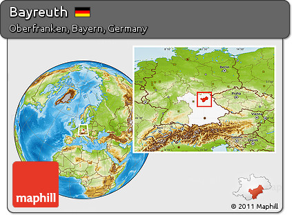 Physical Location Map of Bayreuth, highlighted grandparent region