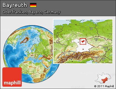 Physical Location Map of Bayreuth, highlighted grandparent region