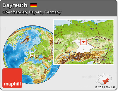 Physical Location Map of Bayreuth, highlighted grandparent region