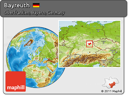 Physical Location Map of Bayreuth, highlighted parent region