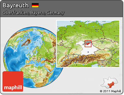 Physical Location Map of Bayreuth, highlighted parent region, highlighted grandparent region