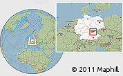 Savanna Style Location Map of Bayreuth, highlighted country, highlighted parent region, within the entire country, hill shading