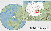 Savanna Style Location Map of Bayreuth, highlighted country, highlighted parent region, hill shading