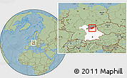 Savanna Style Location Map of Bayreuth, highlighted parent region, highlighted grandparent region, hill shading